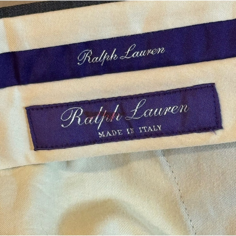 Polo Ralph Lauren Gray Purple Label Italy Straight Wool Trousers Pants Men 34x32 - Picture 6 of 12